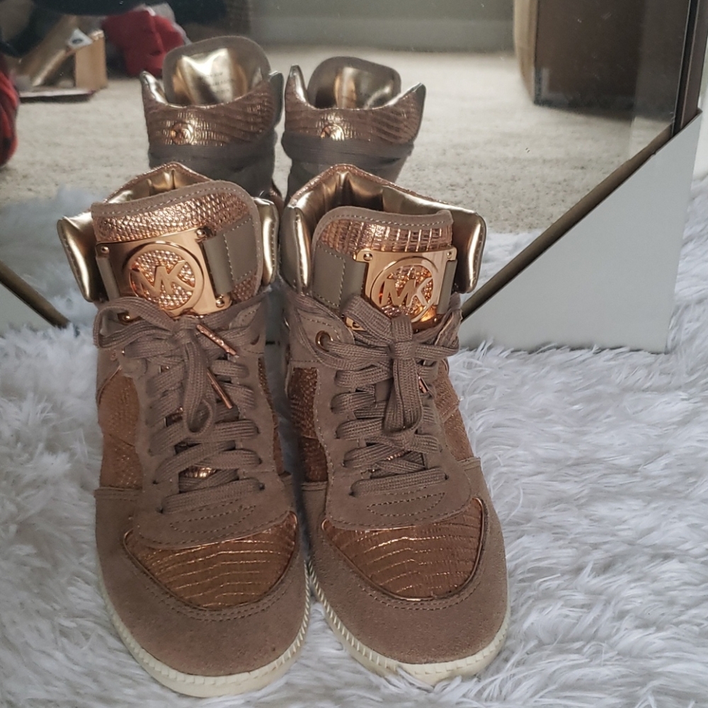 Michael Kors Rose Gold Platform Sneakers